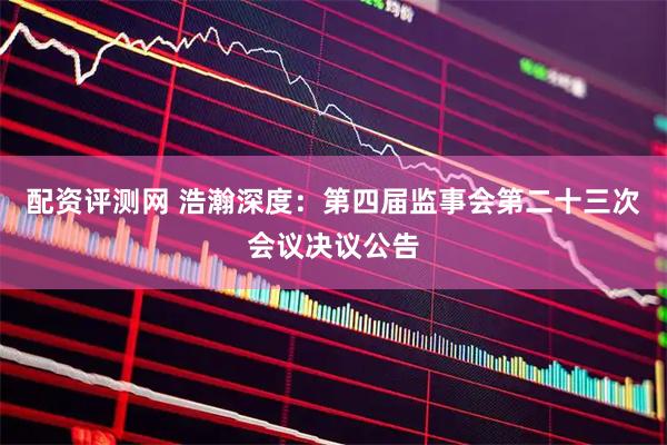 配资评测网 浩瀚深度：第四届监事会第二十三次会议决议公告