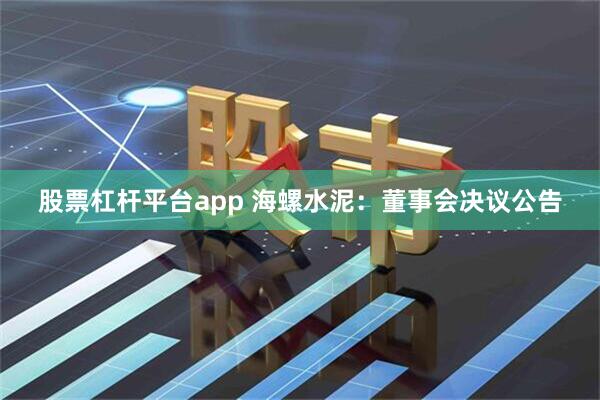 股票杠杆平台app 海螺水泥：董事会决议公告